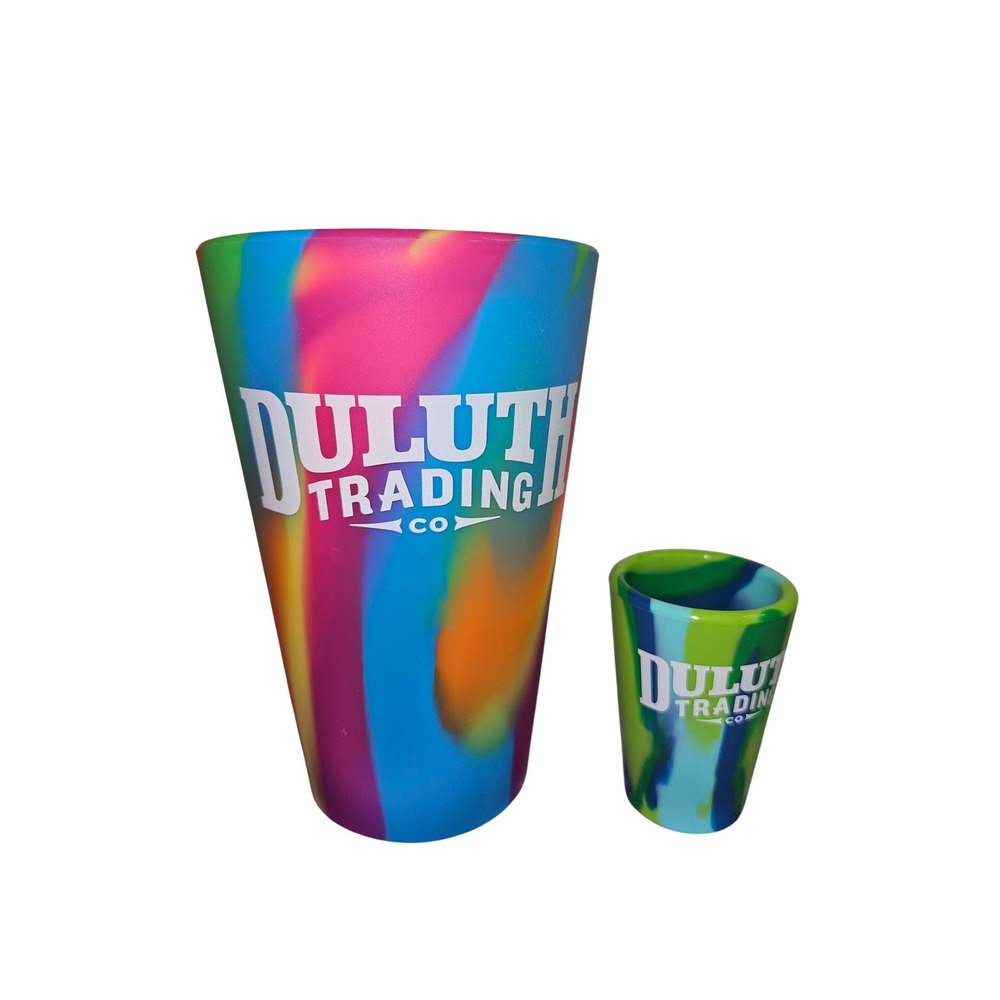 Duluth Trading Co Silipint Silicone Pint and Shot Glass Set‎ Tie Dye Multi Color